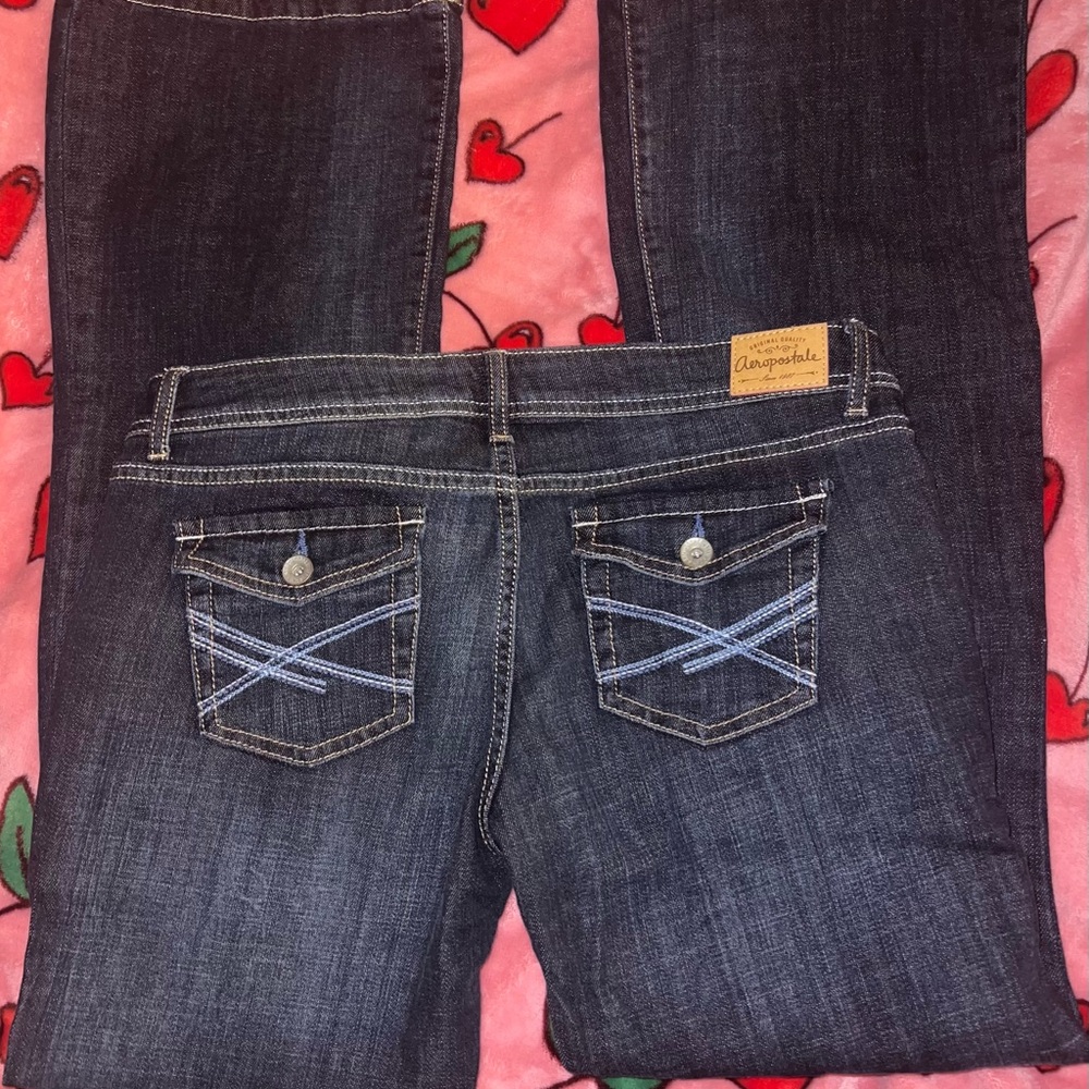 Aeropostale Hailey Flare Dark Blue Jeans Sz 8 y2k Hip Hugger Pants 2000’s NWOT
